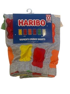 Haribo Gummy Bear Lounge Shorts Women’s Medium Gray Novelty Licensed NWT